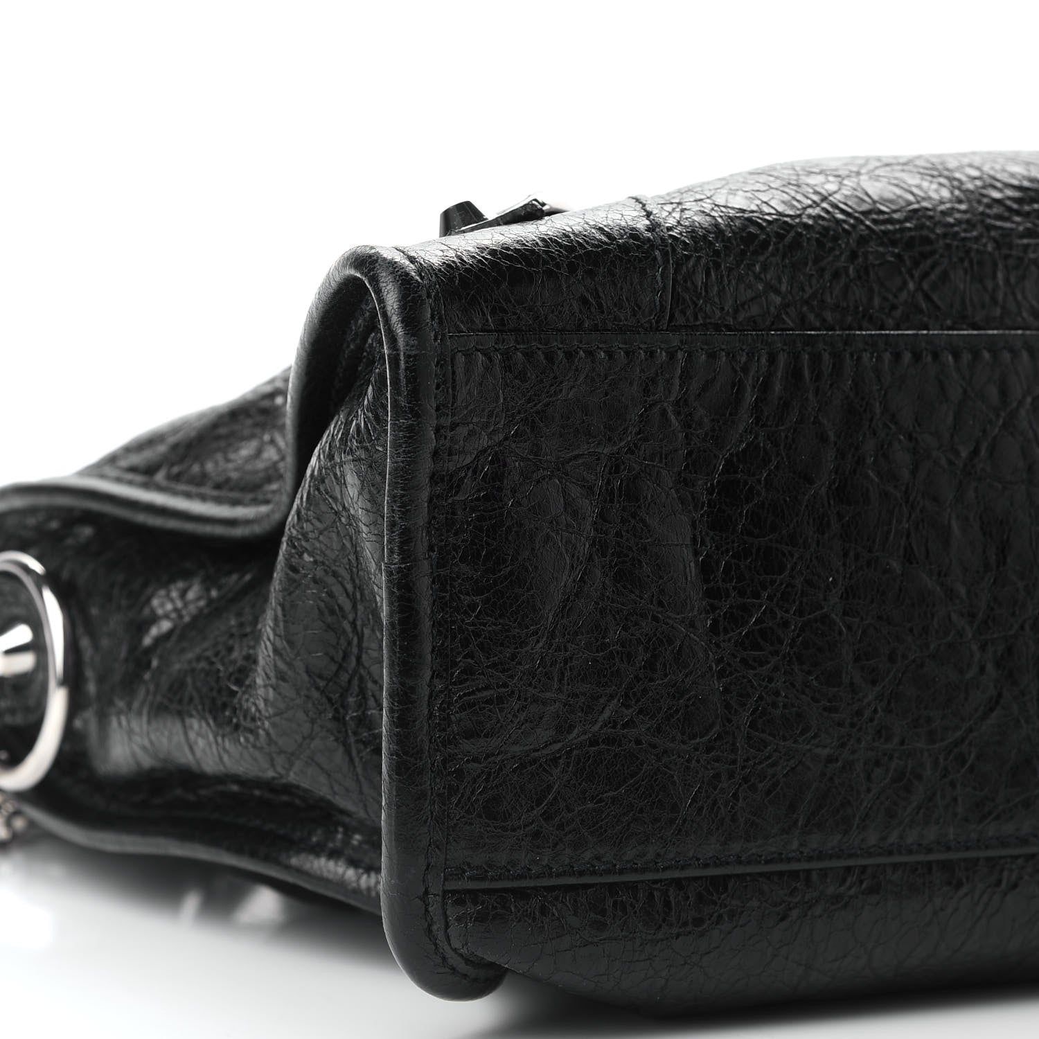 Balenciaga Agneau Classic Silver Hardware S City Logo Strap Black White 7 of 8