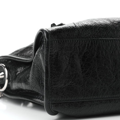 Balenciaga Agneau Classic Silver Hardware S City Logo Strap Black White 7 of 8