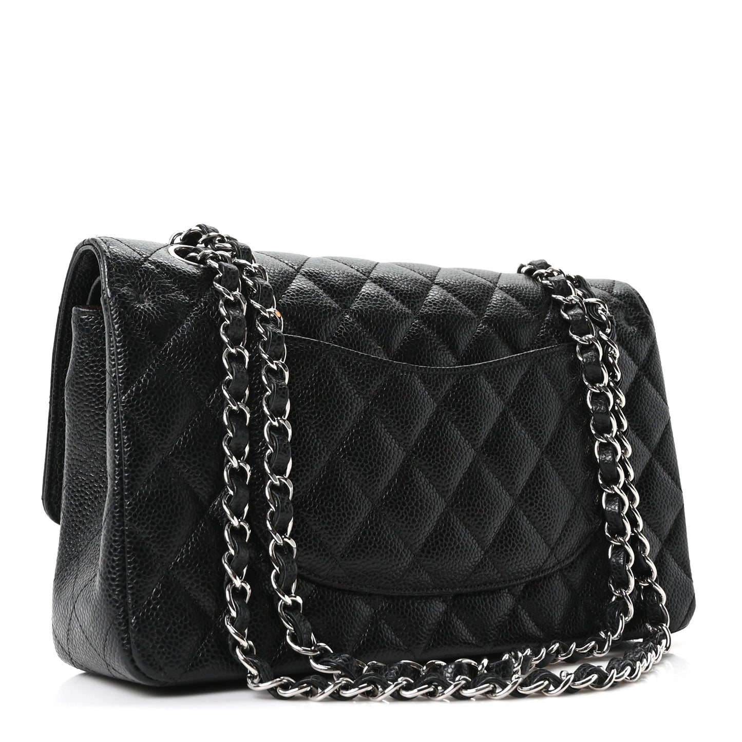 Caviar Quilted Medium Double Flap Black