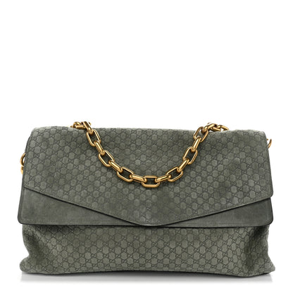 Gucci Micro GG Suede Large Chain Shoulder Bag Sage Green 1 of 12