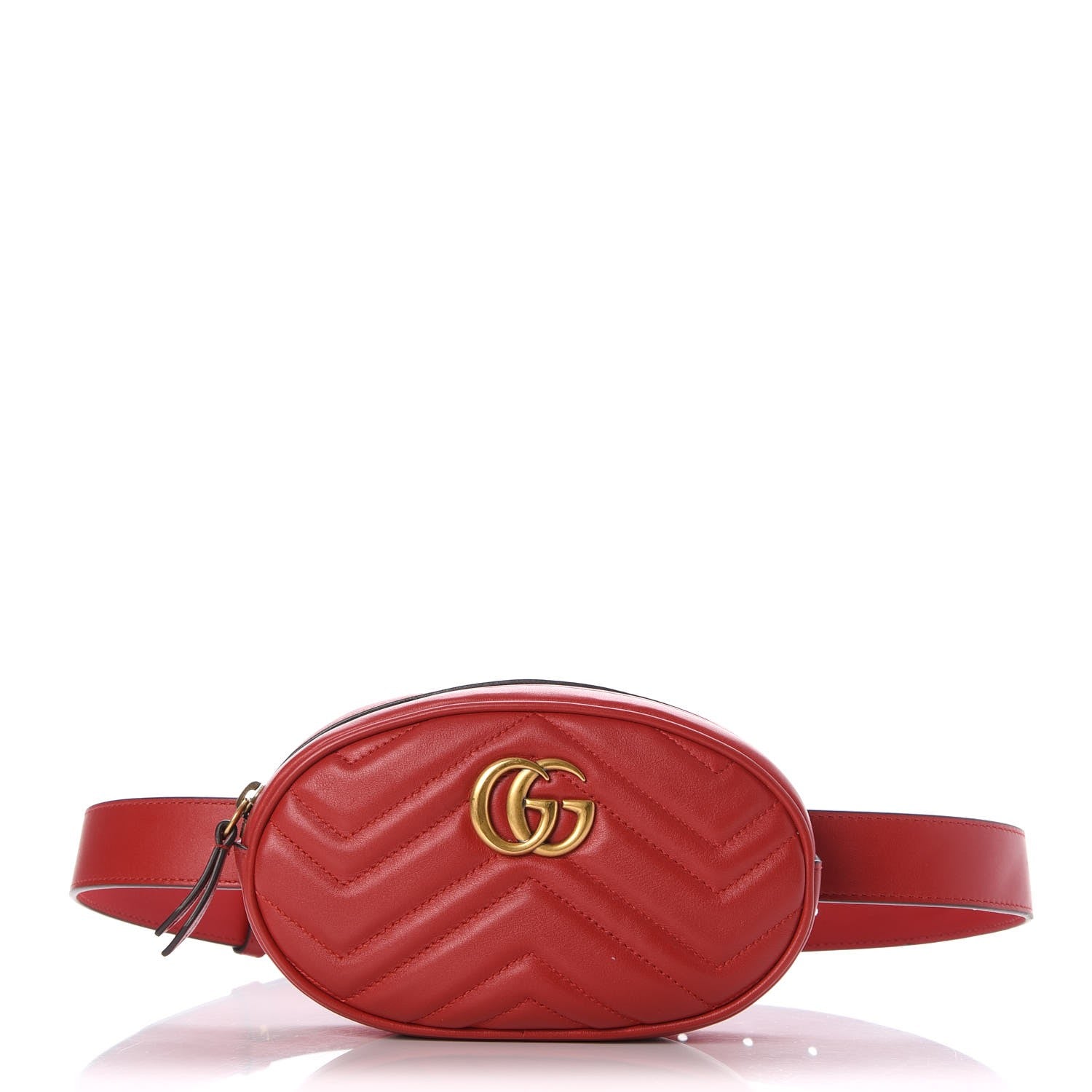 Gucci Calfskin Matelasse GG Marmont Belt Bag 85 34 Hibiscus Red 1 of 7