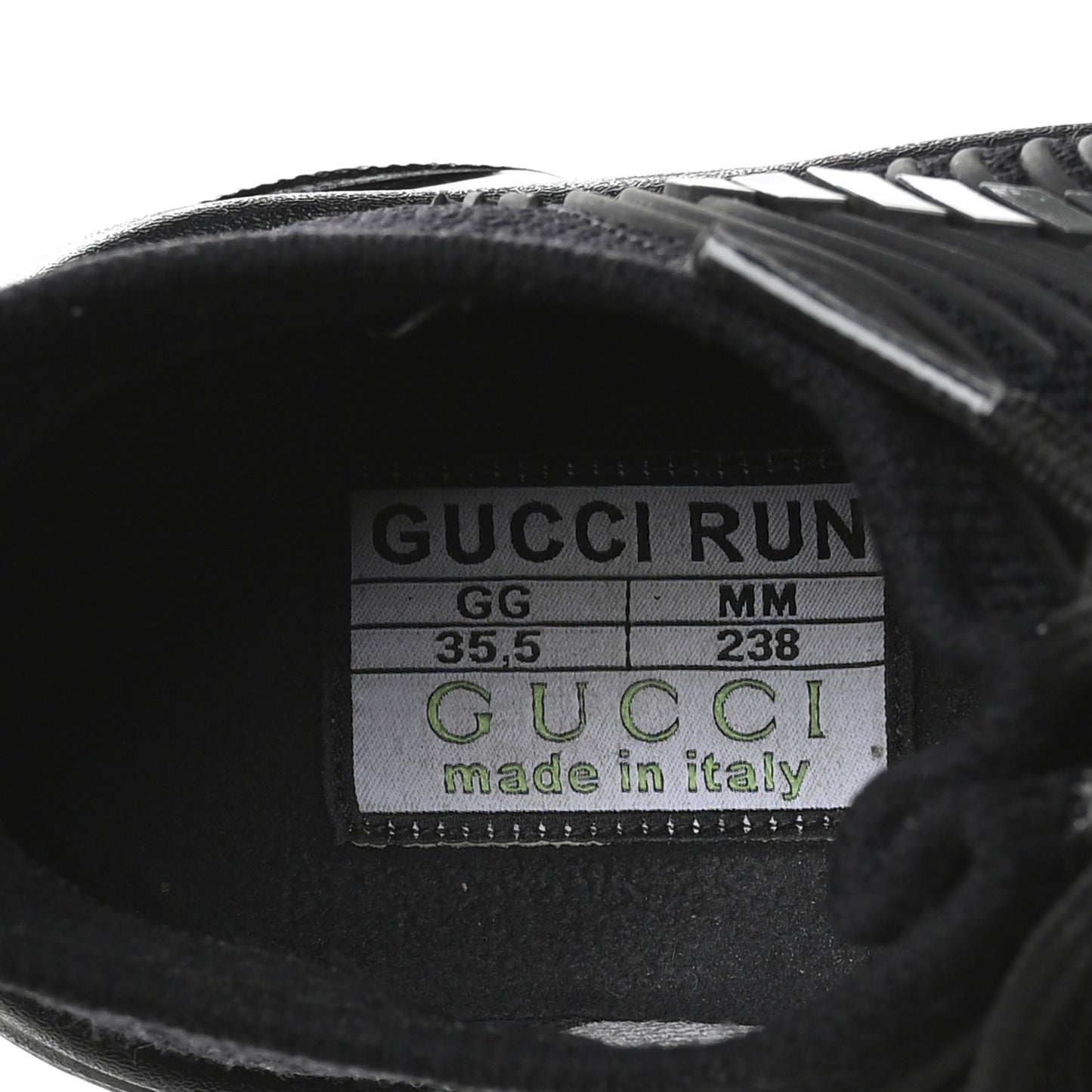 Technical Knit Fabric Waves Womens Gucci Run Sneakers 35.5 Black