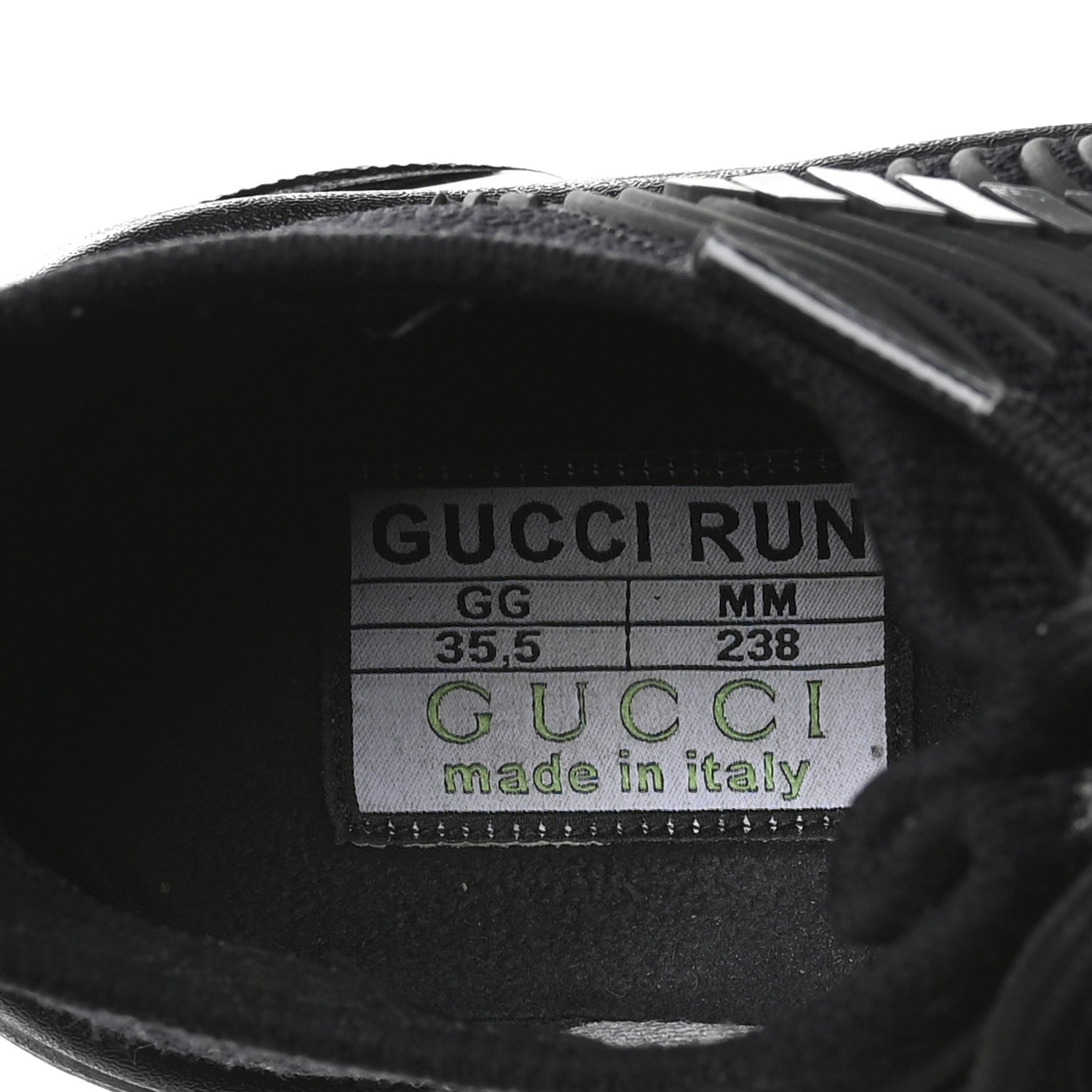 Gucci Technical Knit Fabric Waves Womens Gucci Run Sneakers 35.5 Black 7 of 7