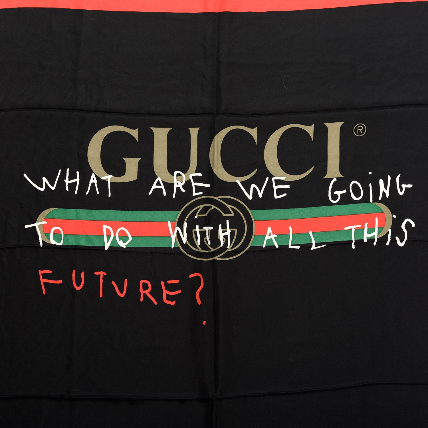 Gucci Silk Coco Capitan Logo Scarf Black 2 of 3