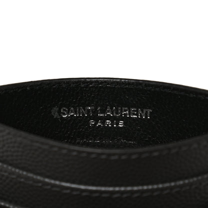 Saint Laurent Grain De Poudre Matelasse Chevron Monogram Credit Card Case Black 6 of 8