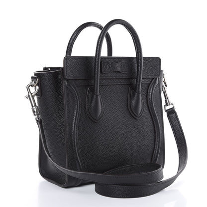 Celine Drummed Calfskin Nano Luggage Black 3 of 10