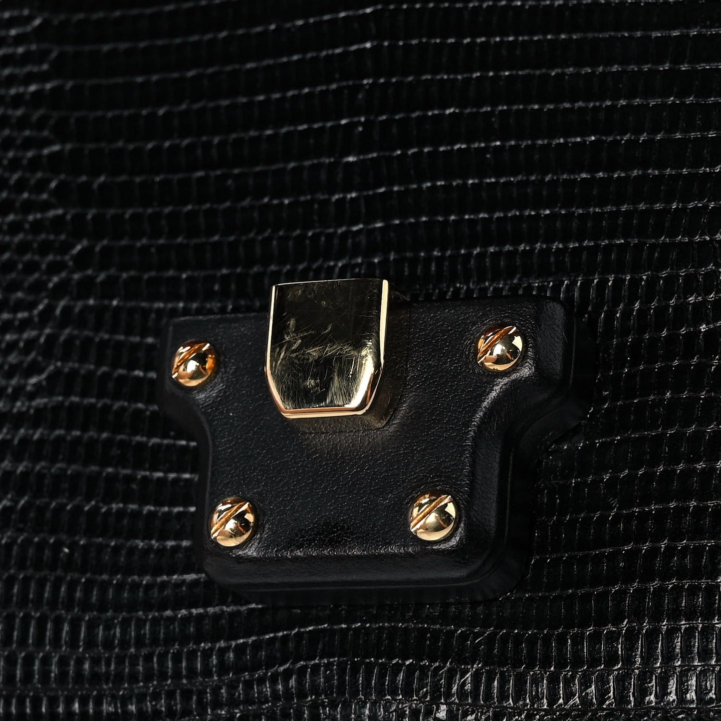 Calfskin Iguana Embossed Lucia Clutch Black
