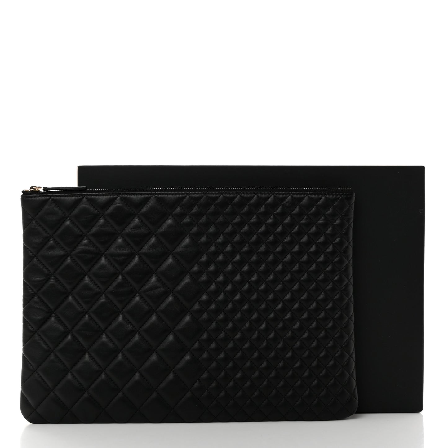 Lambskin Bi Quilted Large Cosmetic Case Black