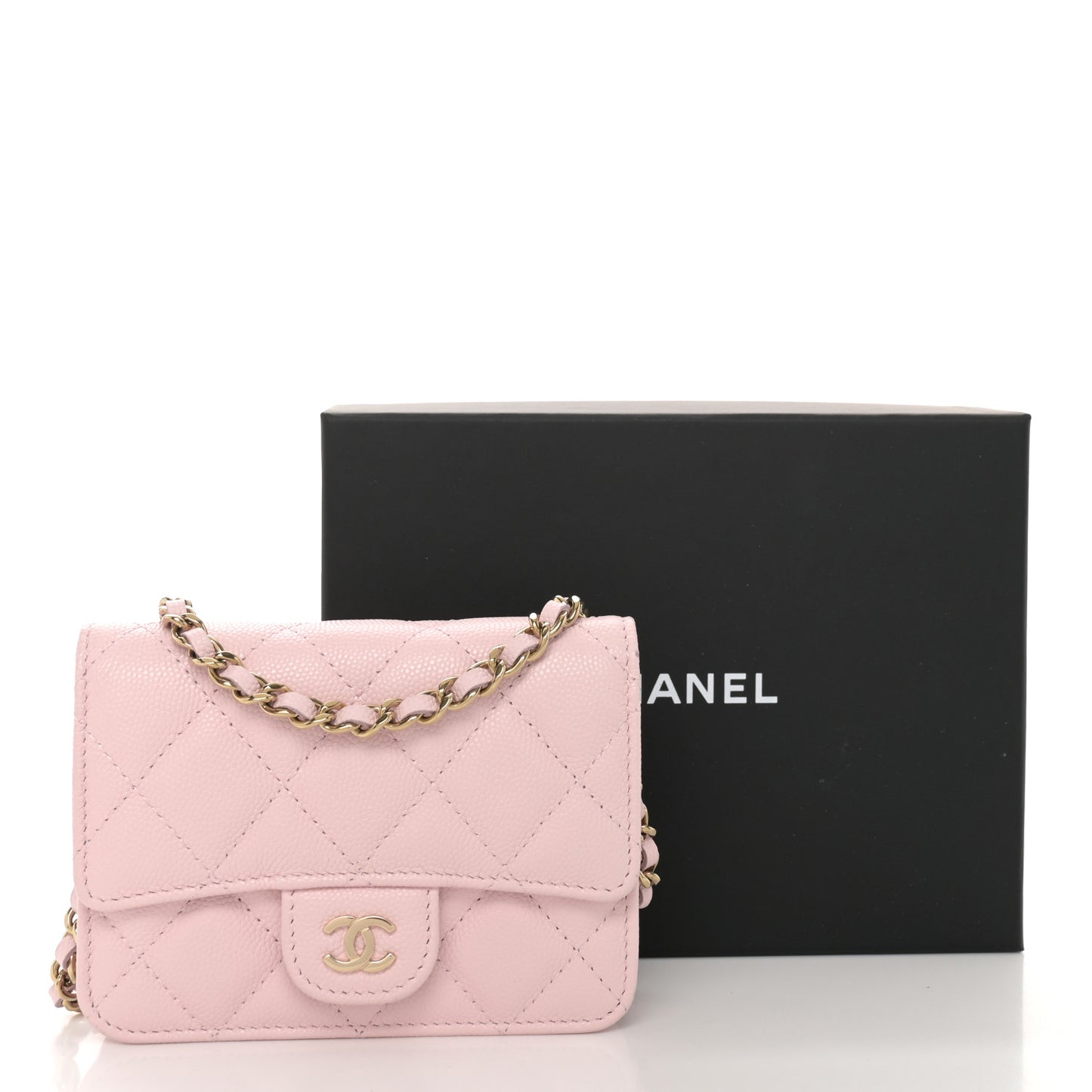 Caviar Quilted Mini Chain Bag Pink
