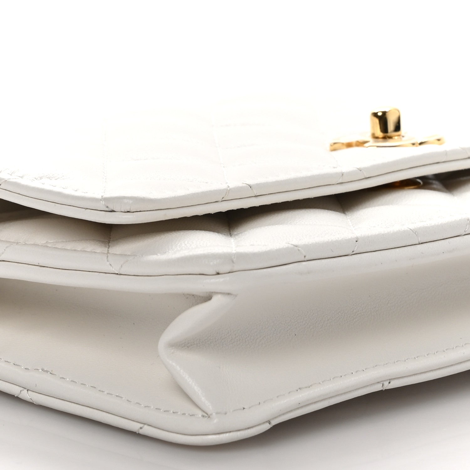 Chanel Lambskin Quilted Resin Chain Top Handle Wallet On Chain WOC White 10 of 14