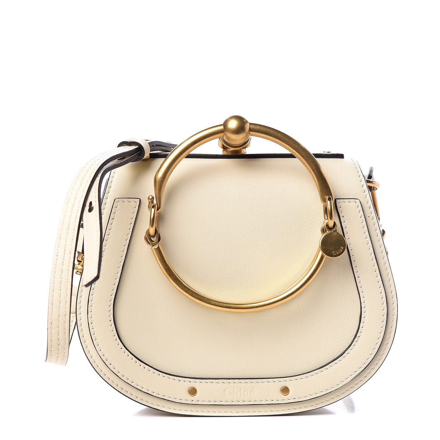 Chloe Calfskin Suede Small Nile Bracelet Bag Off White 1 of 10
