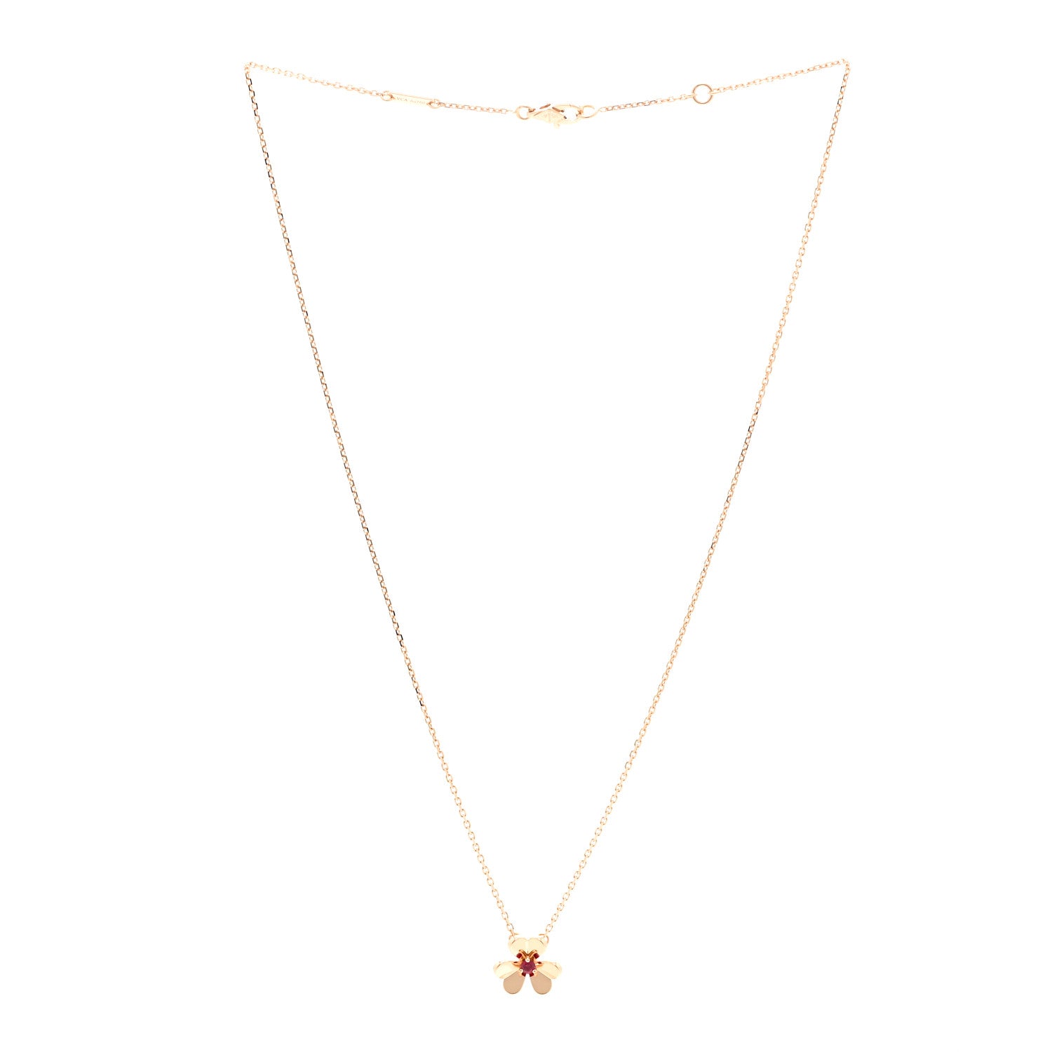 Van Cleef & Arpels 18K Rose Gold Ruby Mini Frivole Pendant Necklace 3 of 6