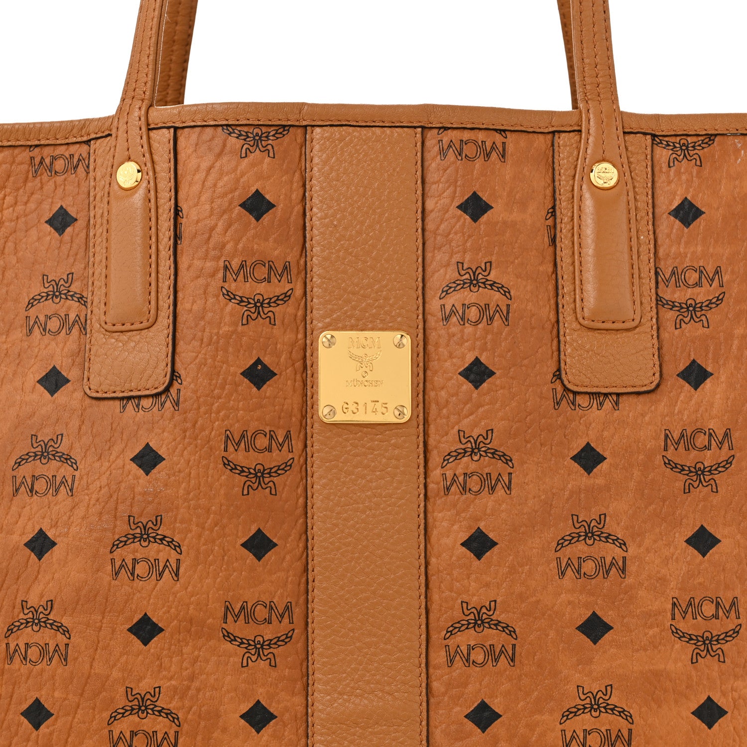 MCM Visetos Medium Liz Reversible Shopper Tote Cognac 10 of 15
