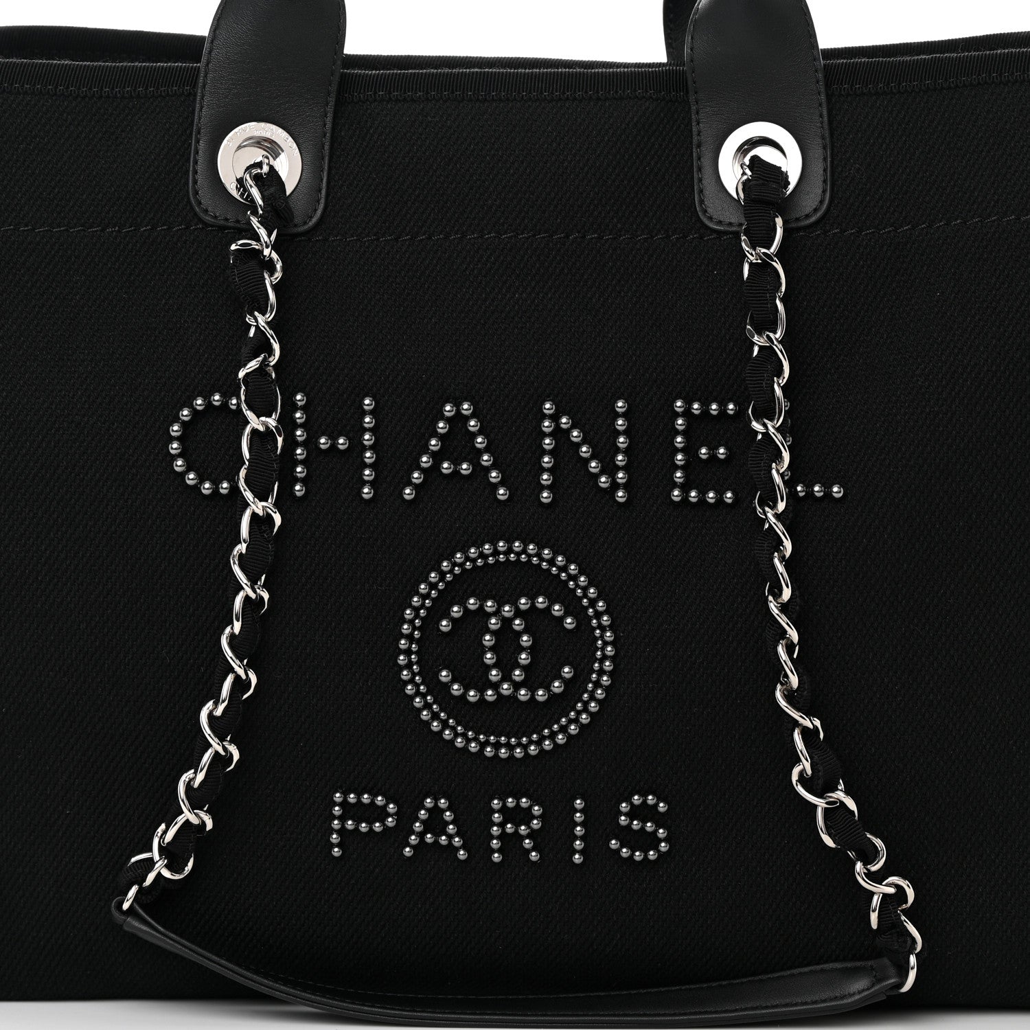 Chanel Canvas Pearl Medium Deauville Tote Black 8 of 11