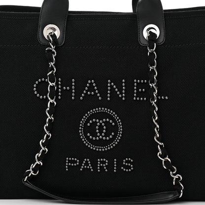Chanel Canvas Pearl Medium Deauville Tote Black 8 of 11