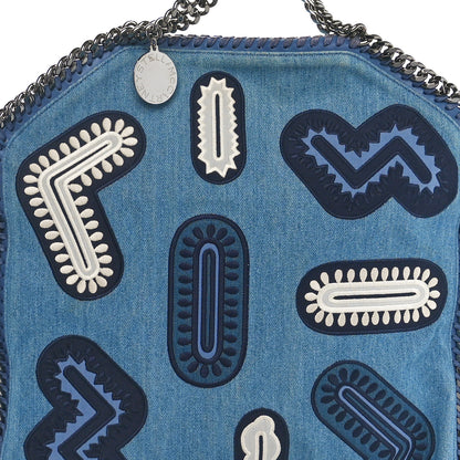 Stella McCartney Eco Denim Embroidered Zigarette Falabella Fold Over Tote Blue 7 of 10