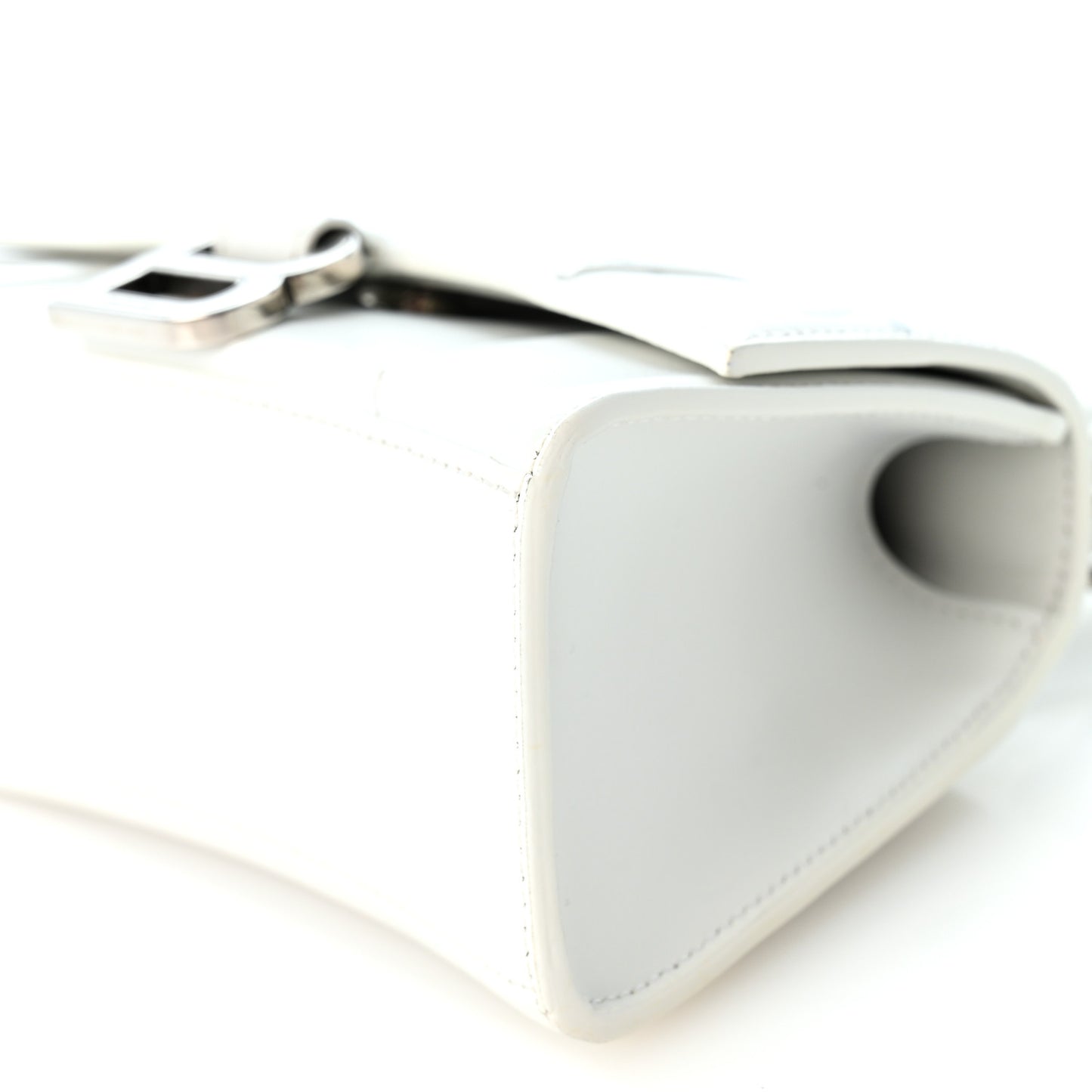 Box Calfskin Graffiti Logo Hourglass Top Handle Bag XS White Light Silver