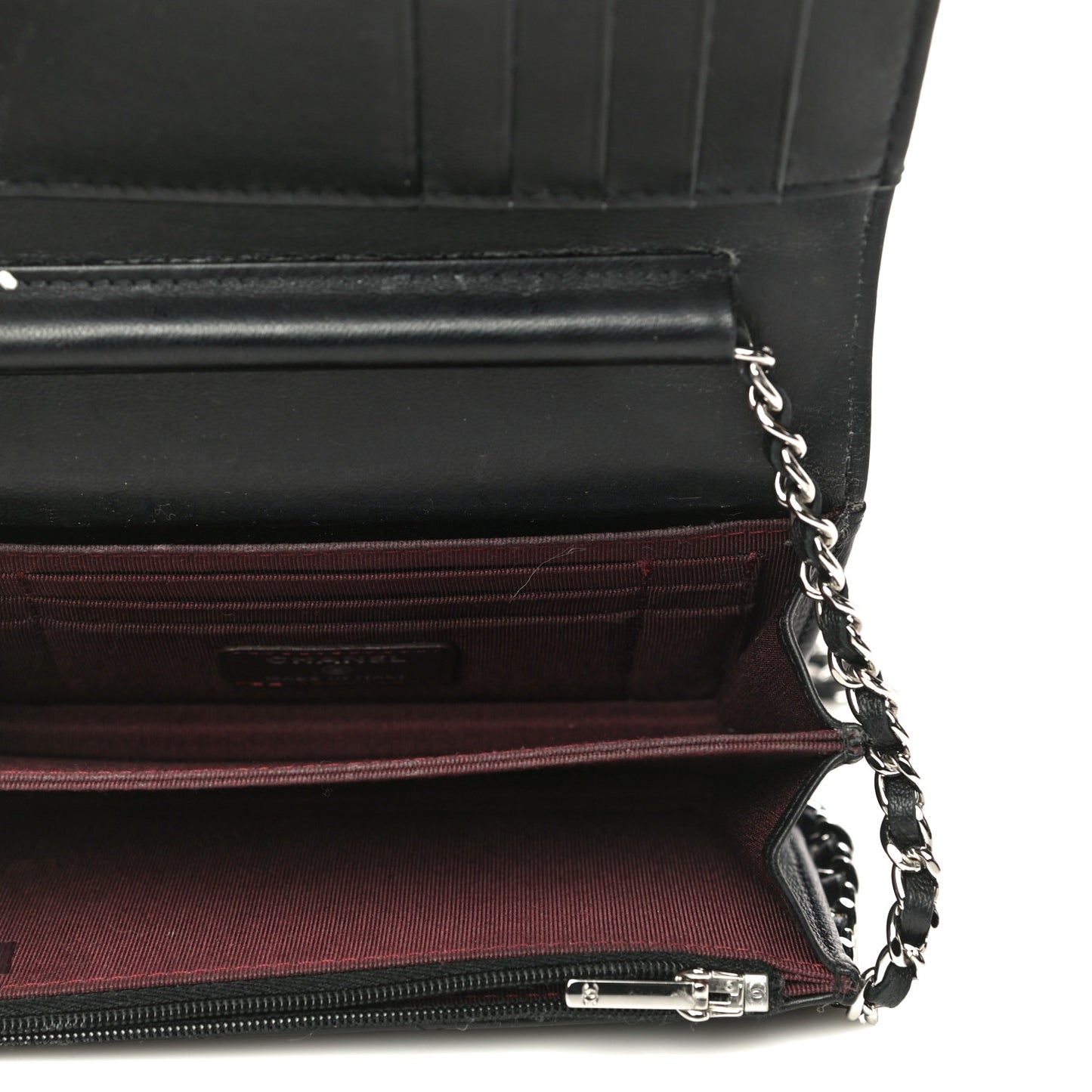 Lambskin Quilted Mini Wallet On Chain WOC Black