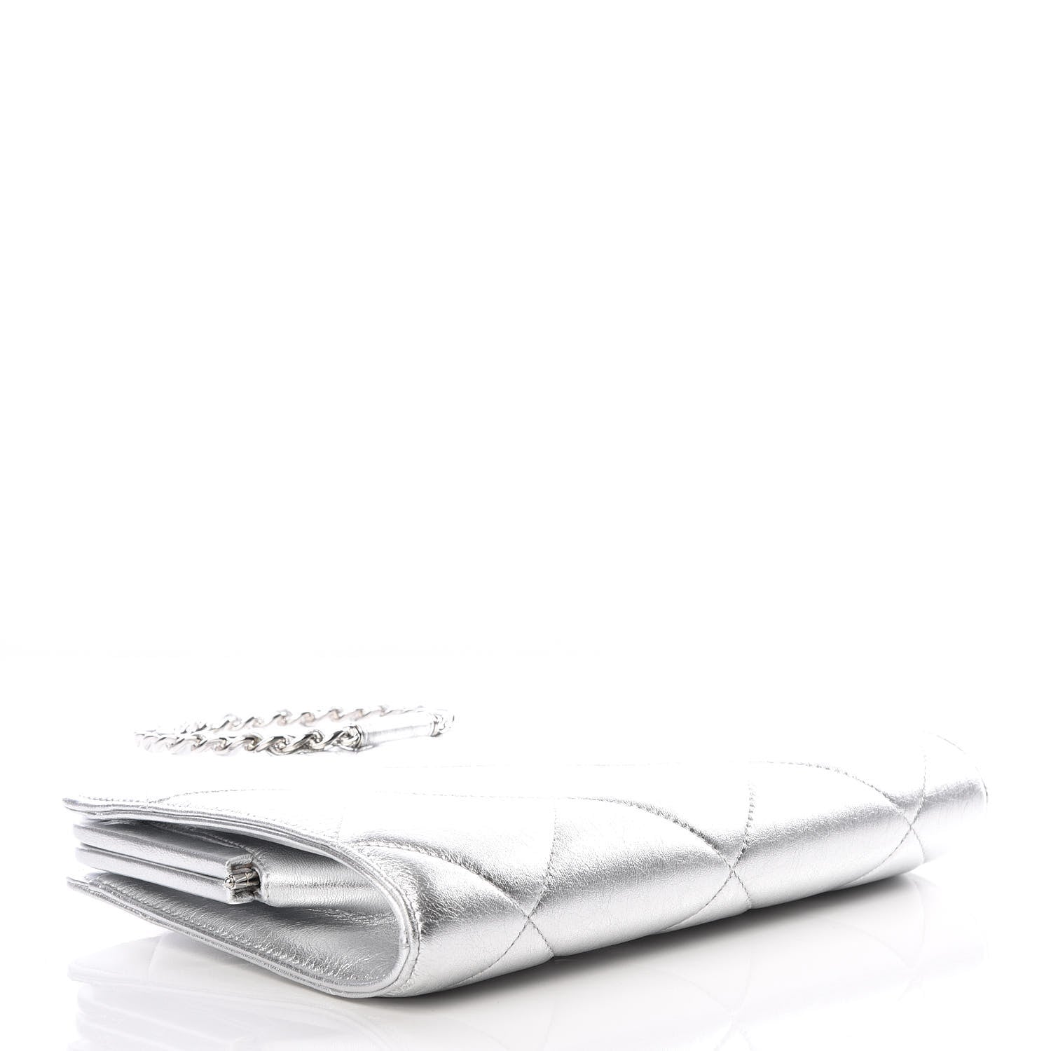 Chanel Metallic Crumpled Lambskin Clutch Silver 3 of 9