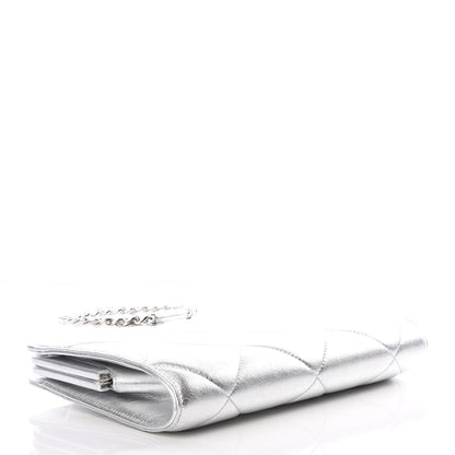 Chanel Metallic Crumpled Lambskin Clutch Silver 3 of 9