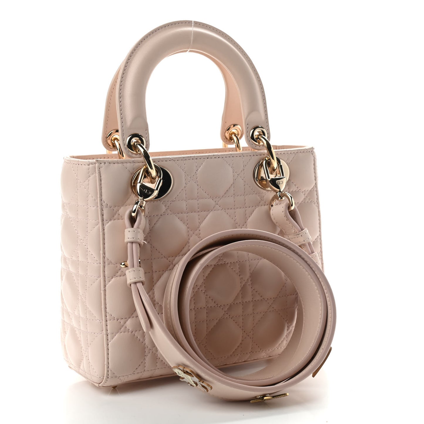 Lambskin Cannage Small Lucky Badges My Lady Dior Pink