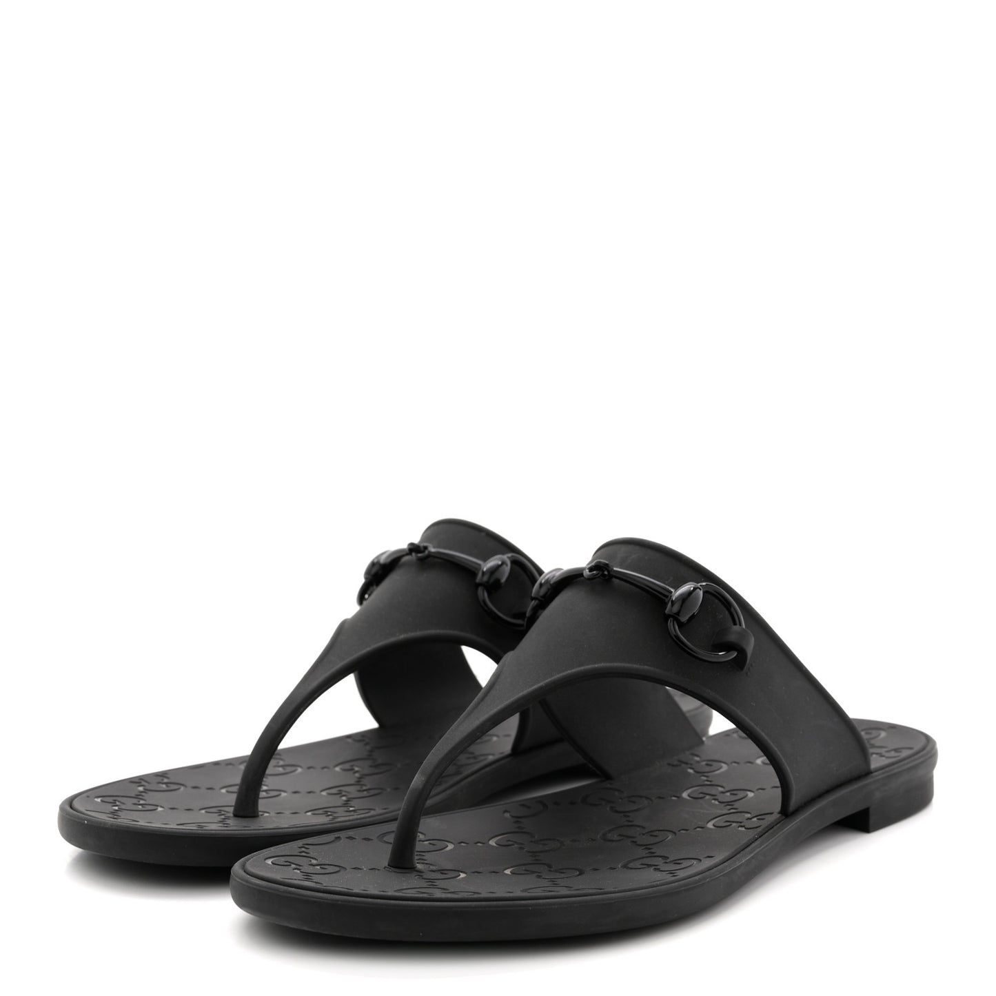 Rubber Womens Horsebit Thong Sandals 38 Black