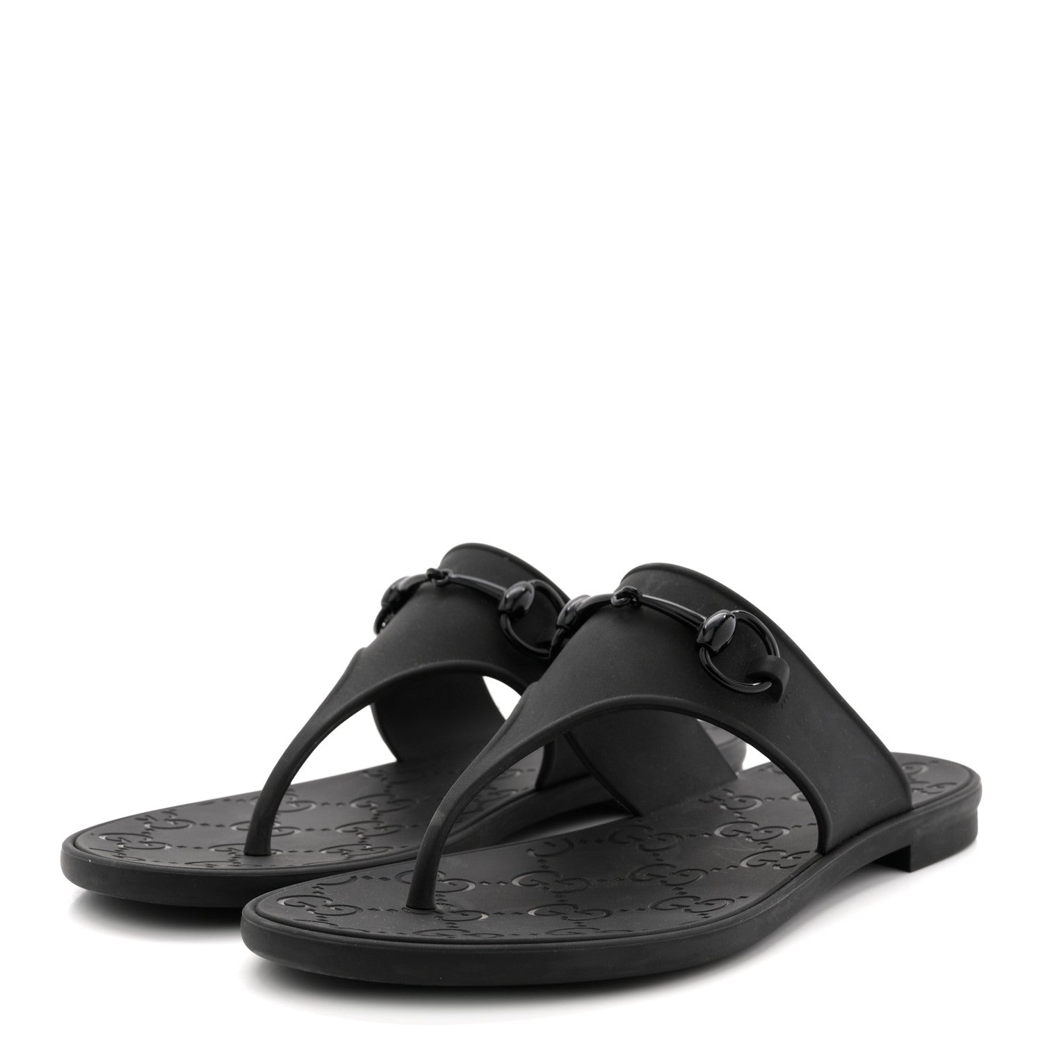 Gucci Rubber Womens Horsebit Thong Sandals 38 Black 4 of 9