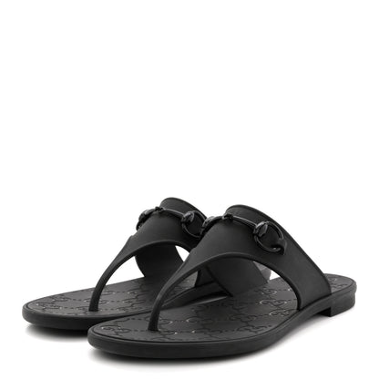 Gucci Rubber Womens Horsebit Thong Sandals 38 Black 4 of 9