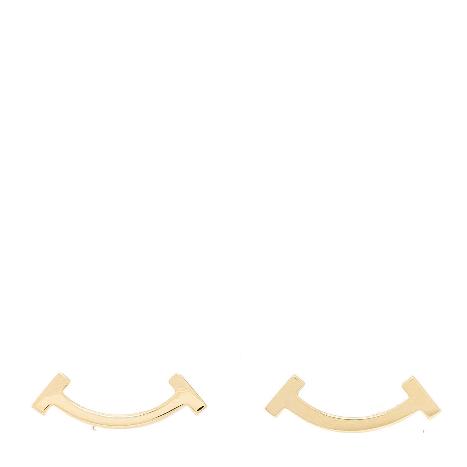 Tiffany 18K Yellow Gold T Smile Stud Earrings 1 of 4