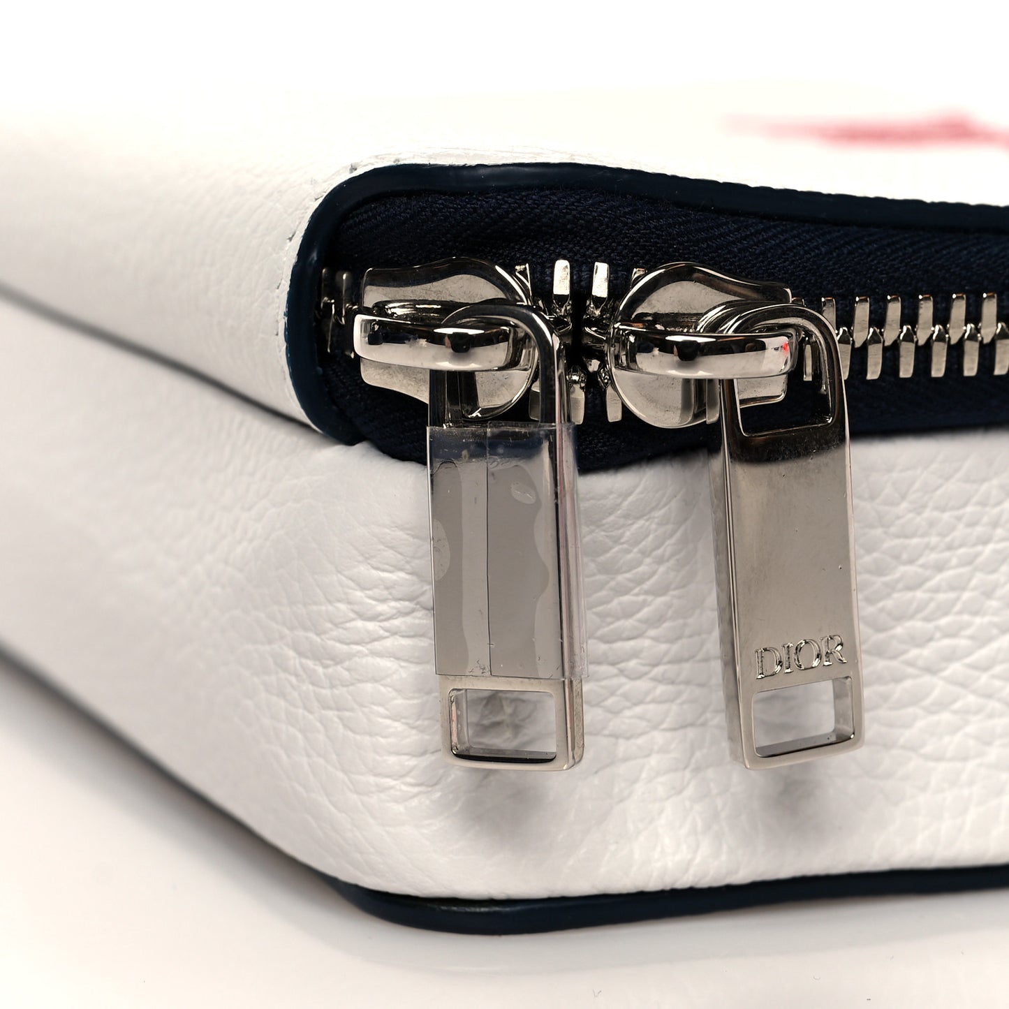 X SHAWN STUSSY Grained Calfskin Double Zip Crossbody Pouch White