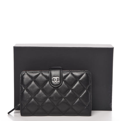 Chanel Lambskin Quilted Zipped Pocket Wallet Black 10 of 10