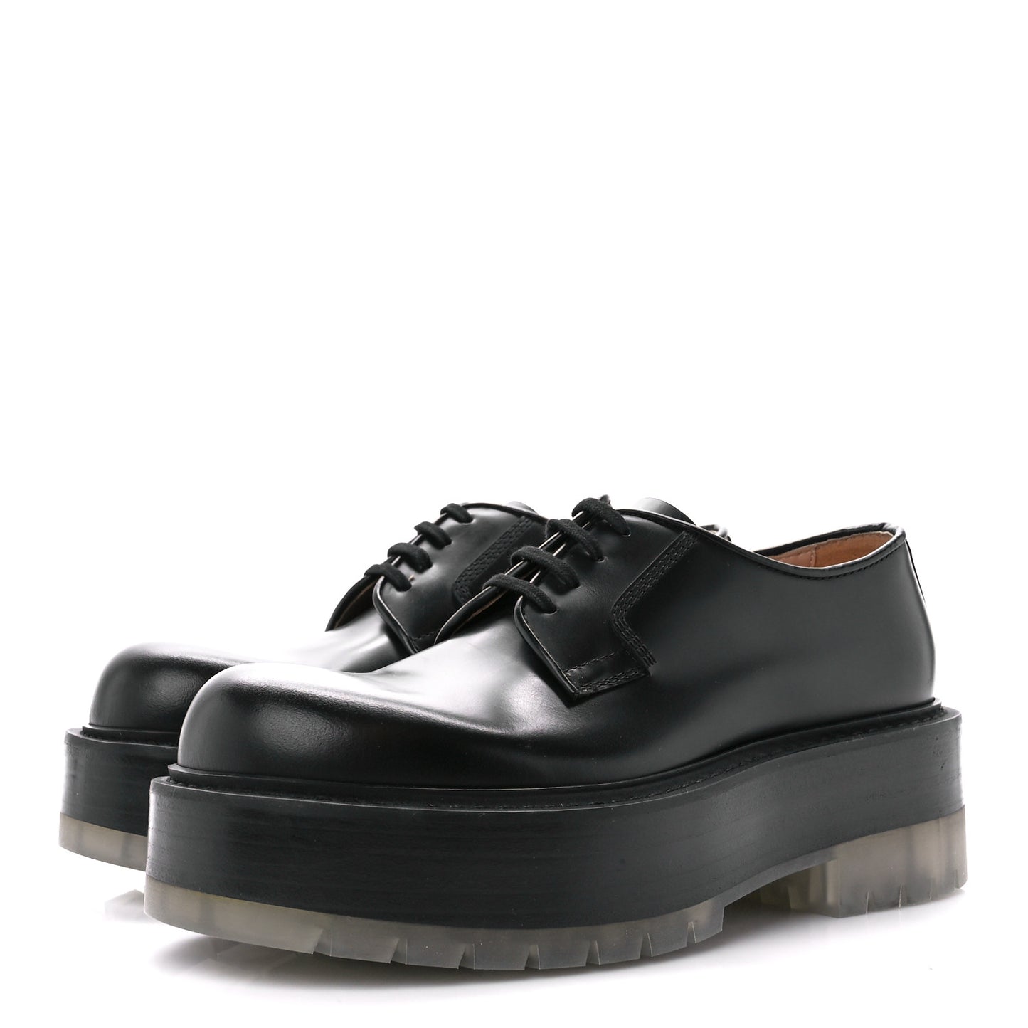 Calfskin Platform Derby Shoes 38 Black