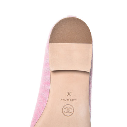 Chanel Iridescent Fabric Lambskin Cap Toe Ballerina Flats 36 Pink Light Grey 11 of 12