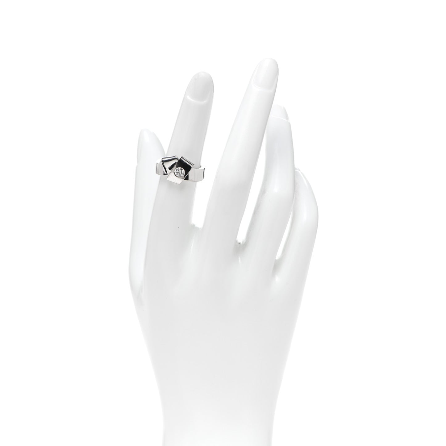 18K White Gold Diamond Knot Ring 50 5.5