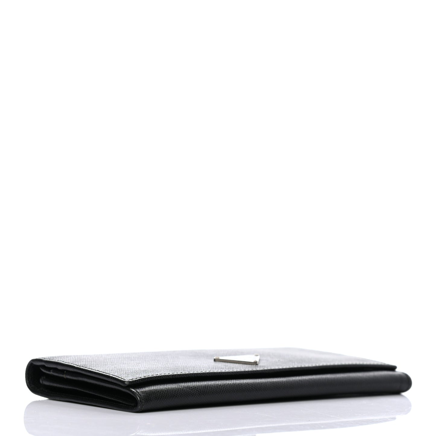 Saffiano Triangle Continental Flap Wallet Black
