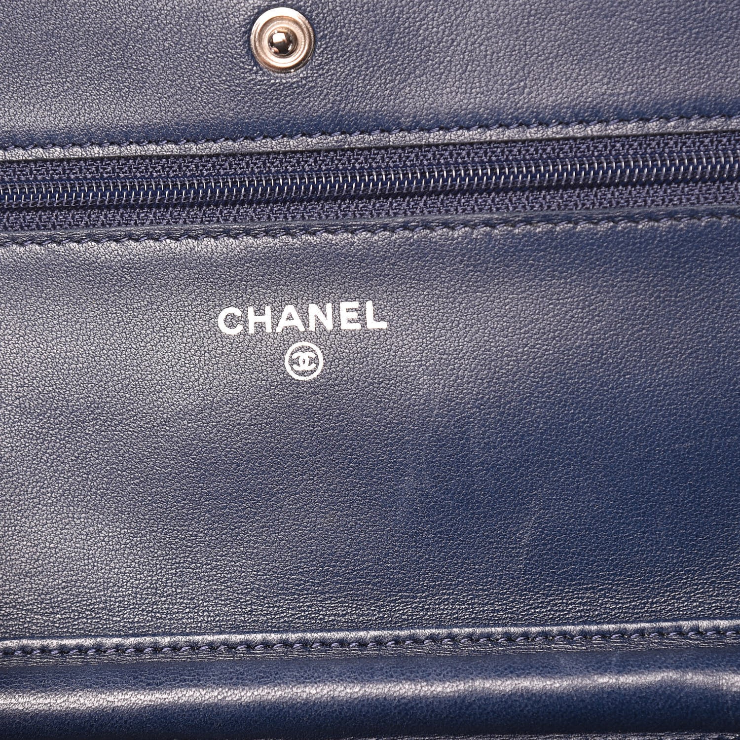 Chanel Lambskin Quilted Wallet On Chain WOC Blue 6 of 16