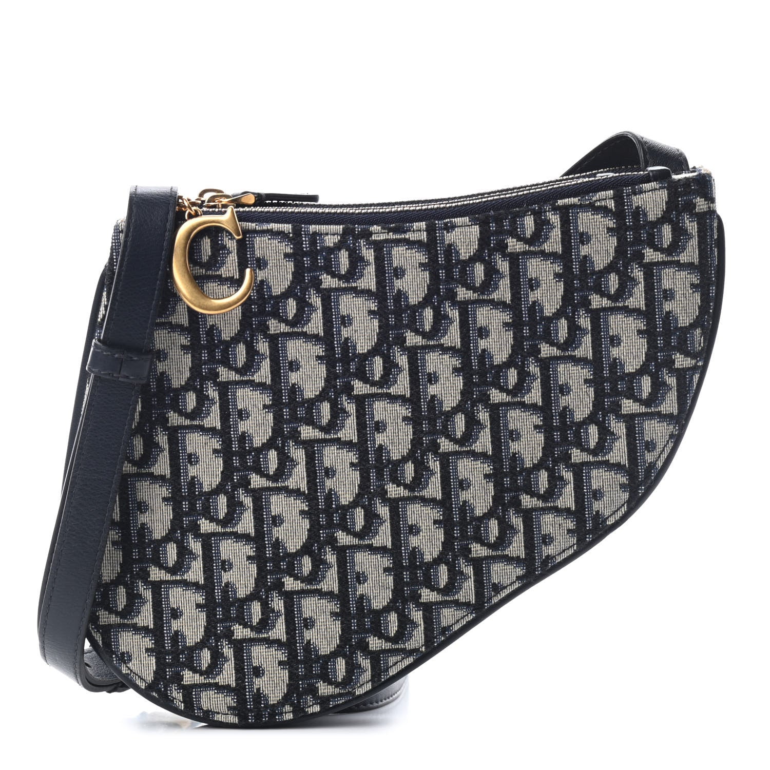 Christian Dior Oblique Saddle Pouch With Strap Navy Blue 1 of 6