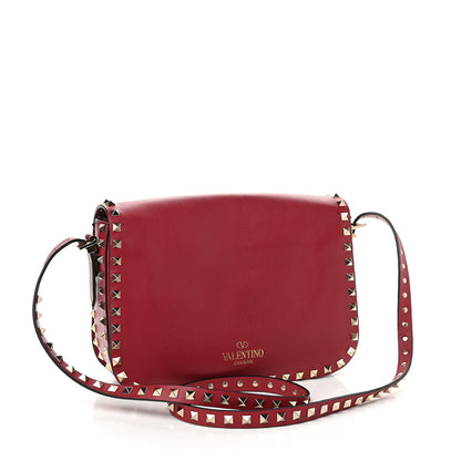 Valentino Garavani Vitello Medium Rockstud Flap Saddle Bag Scarlet 3 of 10