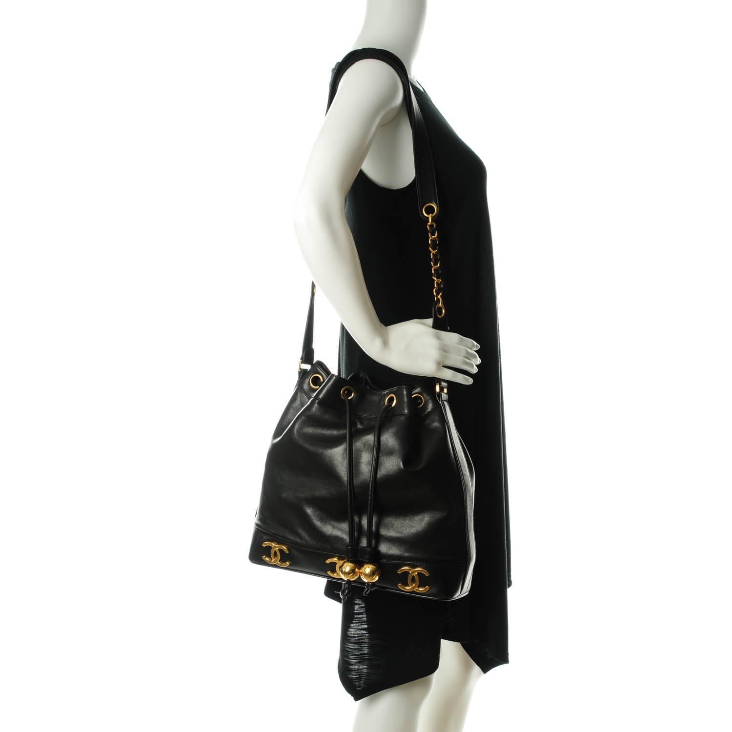 Chanel Lambskin CC Drawstring Shoulder Bag Black 2 of 11