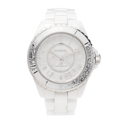 Chanel Stainless Steel Ceramic Diamond 38mm J12 Limited Edition Automatic Watch White 1 of 6