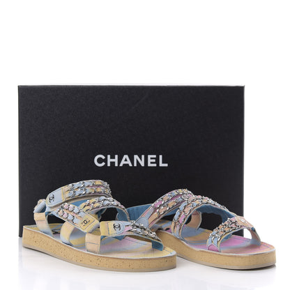 Chanel Fantasy Calfskin Chain Flat Sandals 38 Multicolor 9 of 9