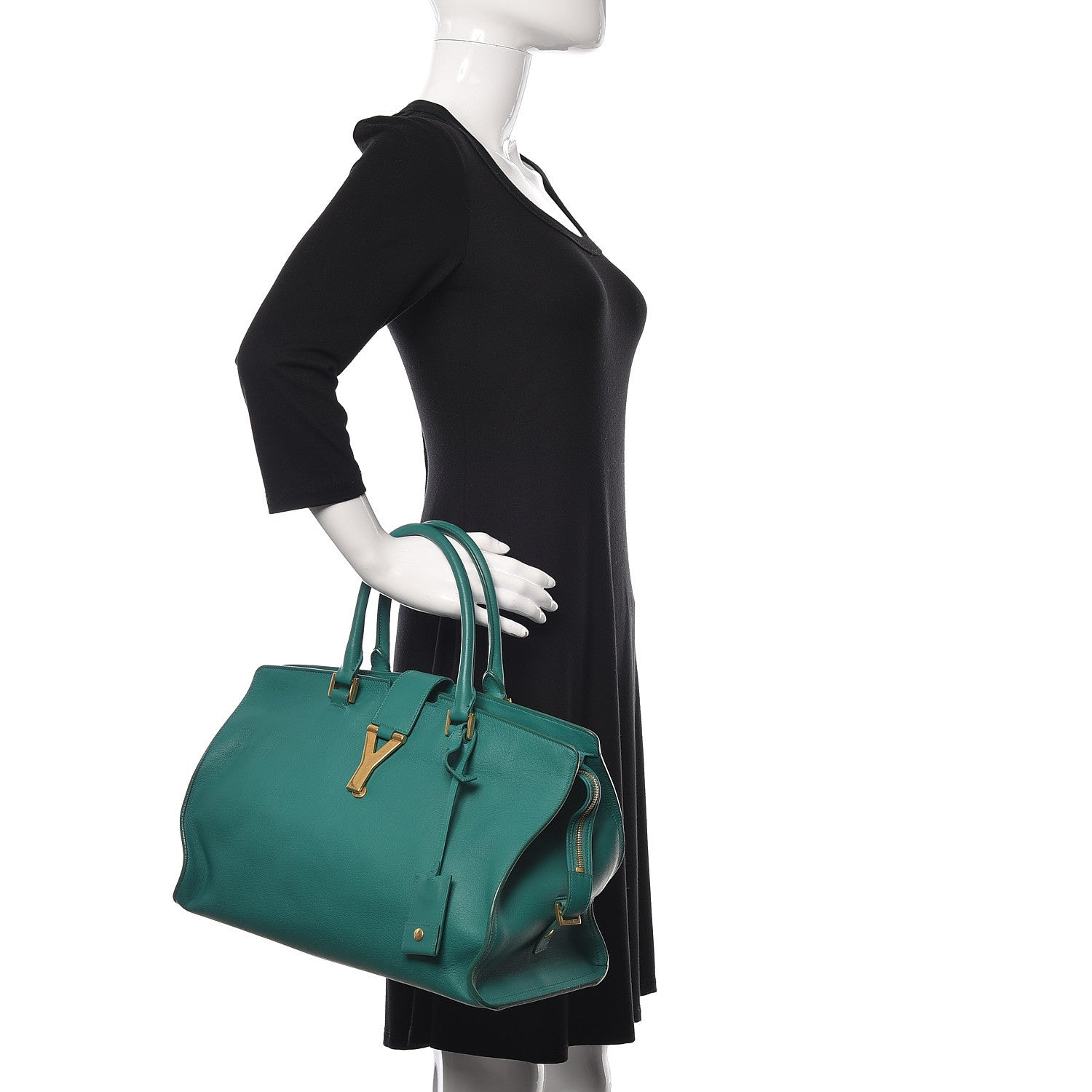Saint Laurent Calfskin Medium Classic Y Cabas Green 2 of 12