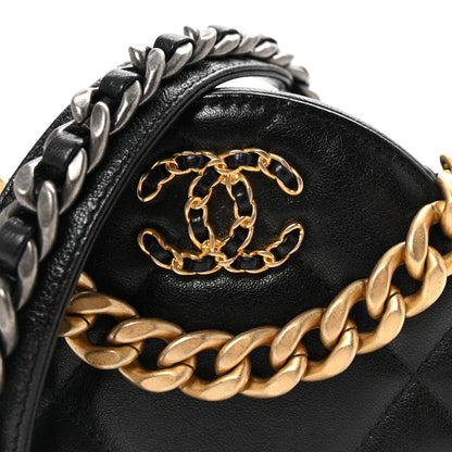 Chanel Lambskin Quilted Chanel 19 Round Clutch With Chain Black 7 of 9