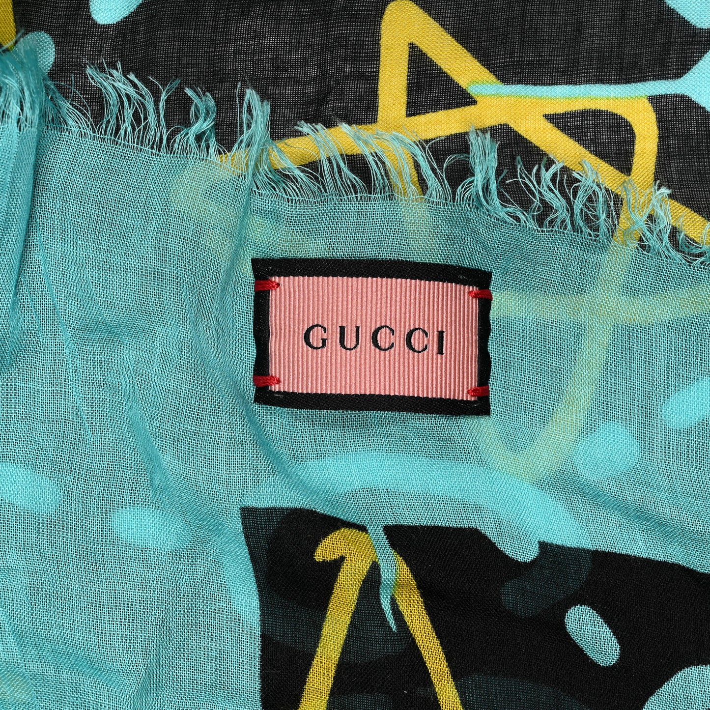 Modal Silk GucciGhost Print Shawl Black Multicolor