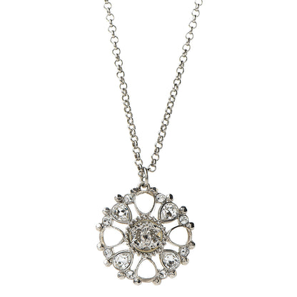 Chanel Gripoix Poured Glass Crystal CC Necklace Silver 5 of 6
