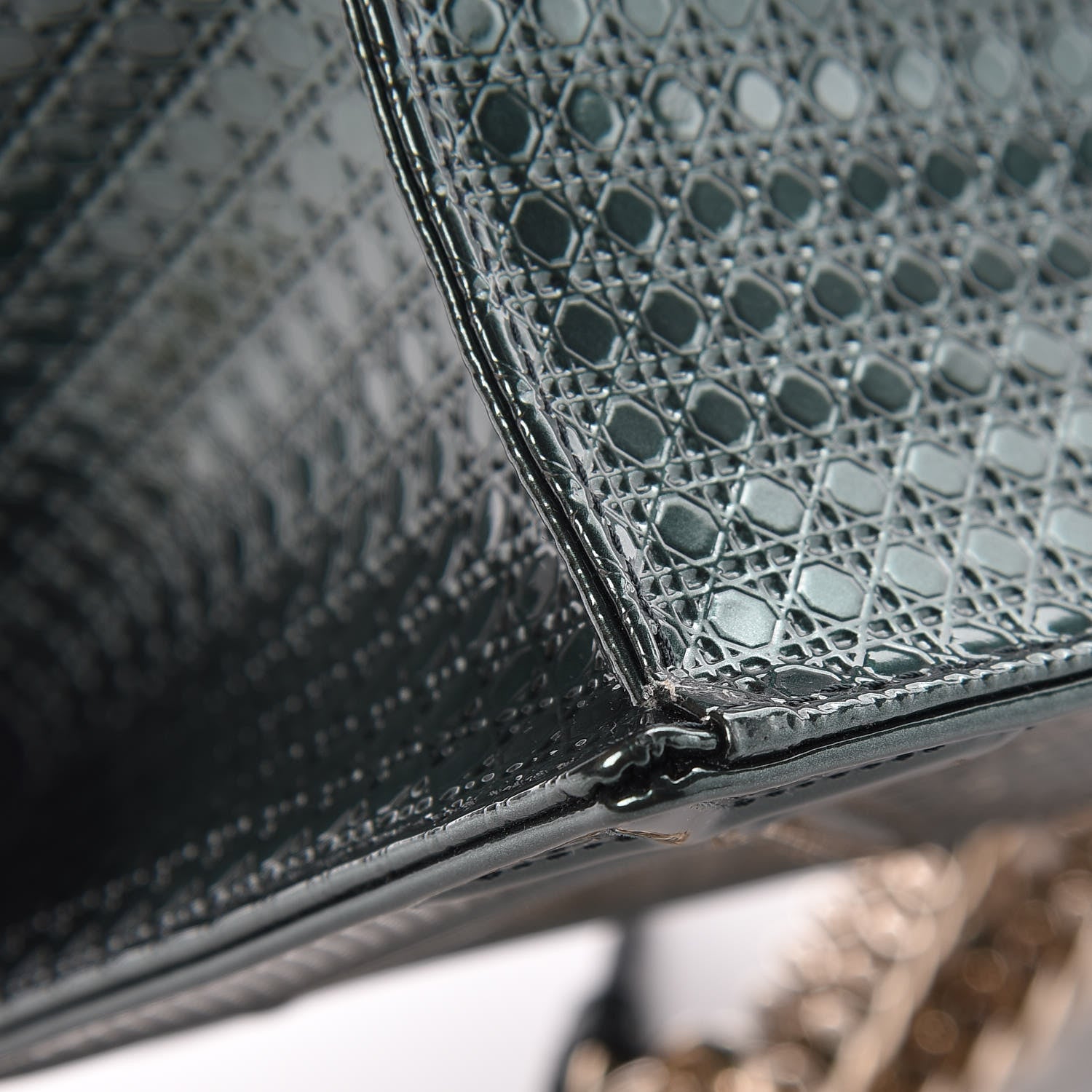 Christian Dior Metallic Patent Micro-Cannage Medium Diorama Flap Bag Malachite Green 13 of 14