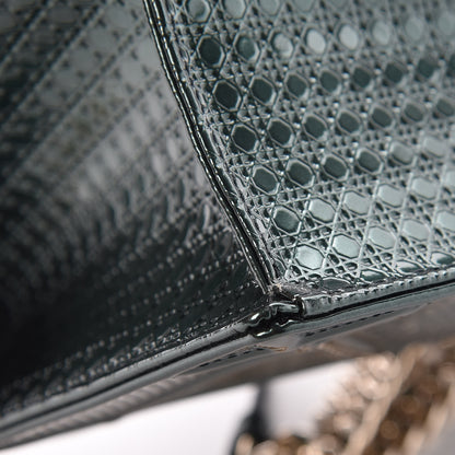 Christian Dior Metallic Patent Micro-Cannage Medium Diorama Flap Bag Malachite Green 13 of 14