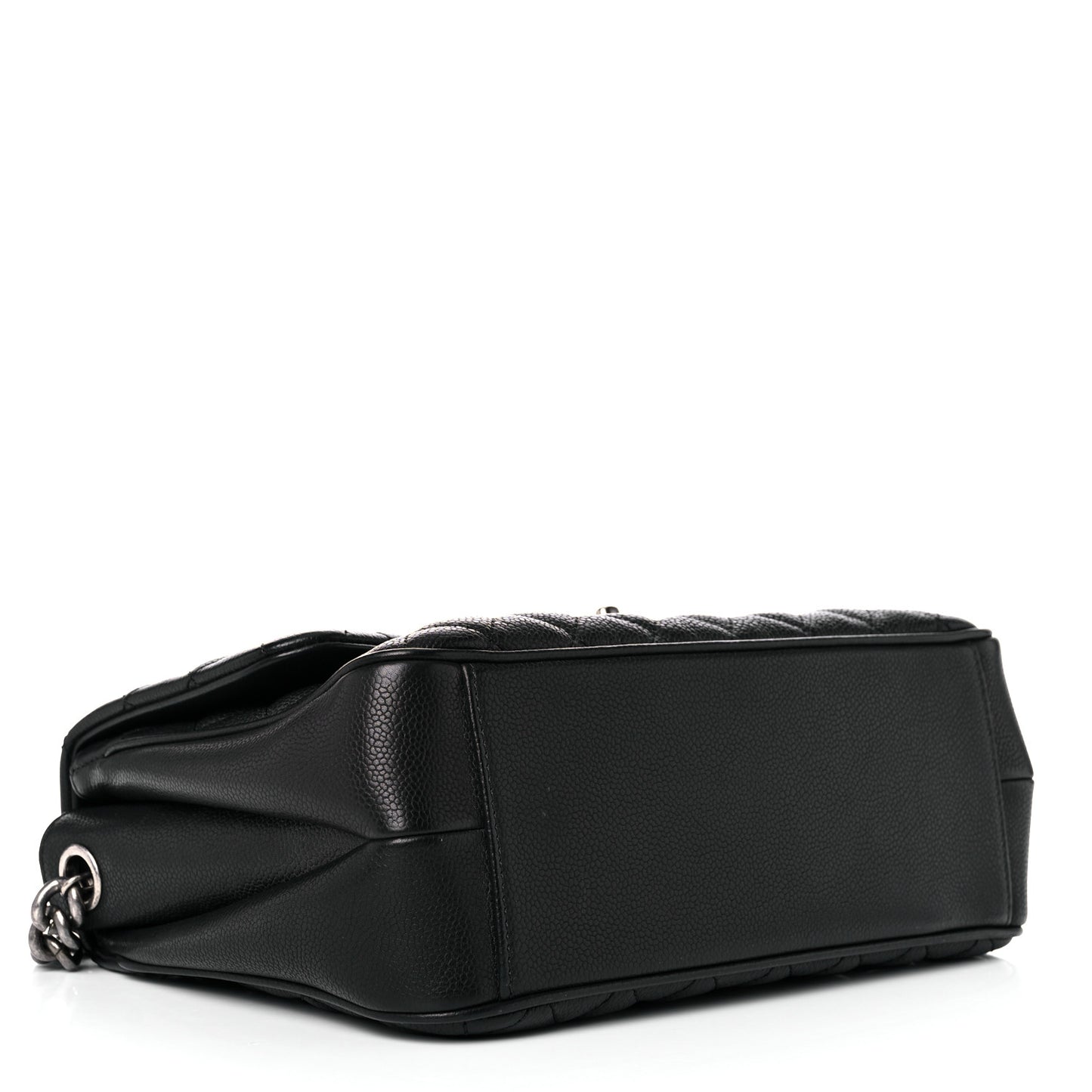 Caviar Quilted Medium Rock In Rome Single Flap Black