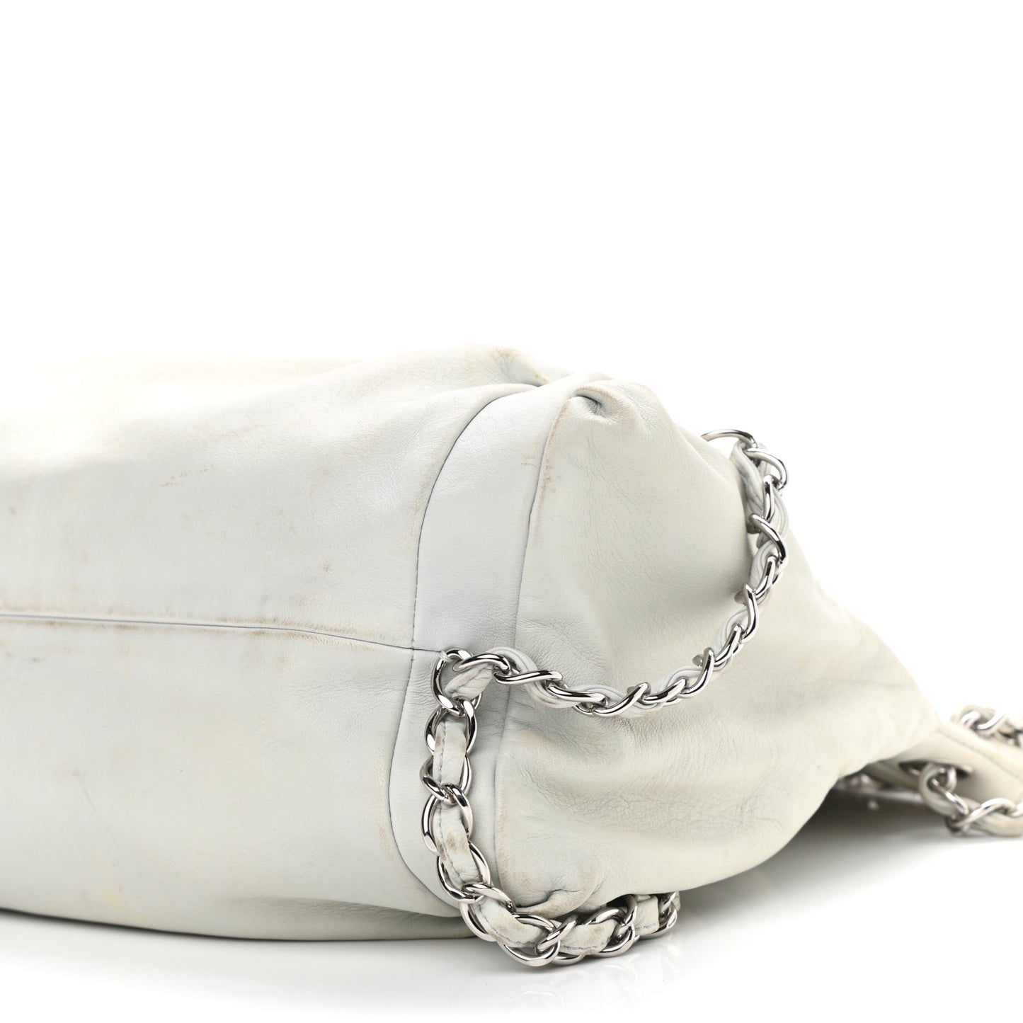 Lambskin Large Sharpei Shoulder Bag Grey