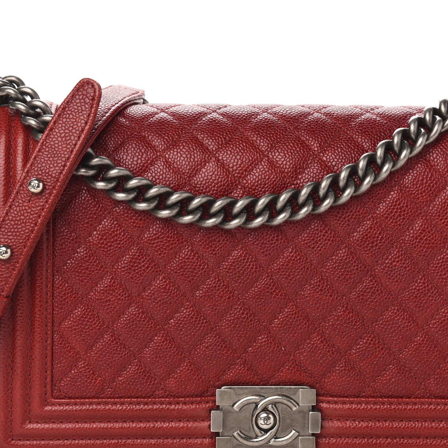 Chanel Caviar Quilted New Medium Boy Flap Dark Red 13 of 14